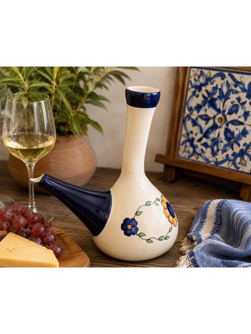 National Geographic Vintage Guatemalan Handcrafted Novica Ceramic Wine Decanter